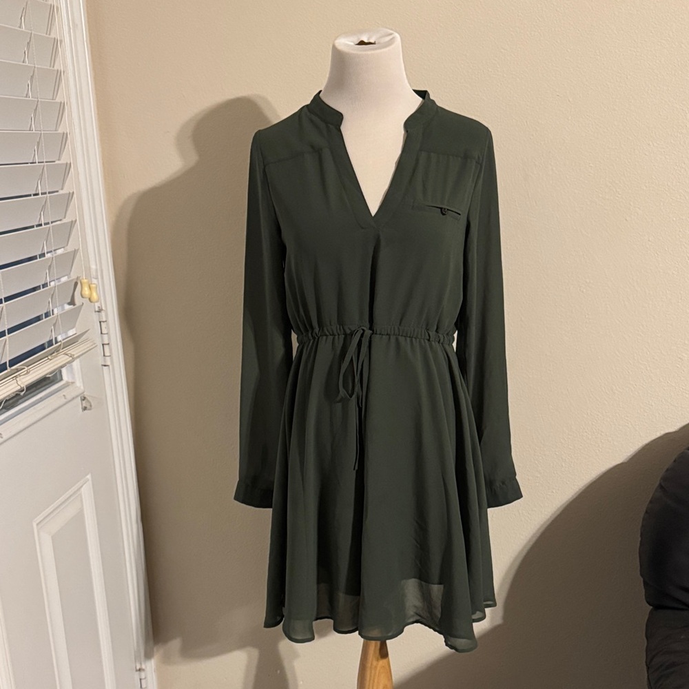 Charlotte Russe Forest Green Long Sleeve Dress